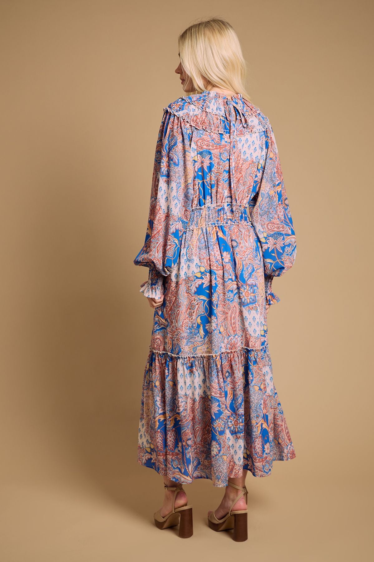 Oasis Ruffle Detail Midi Dress Multi image 3