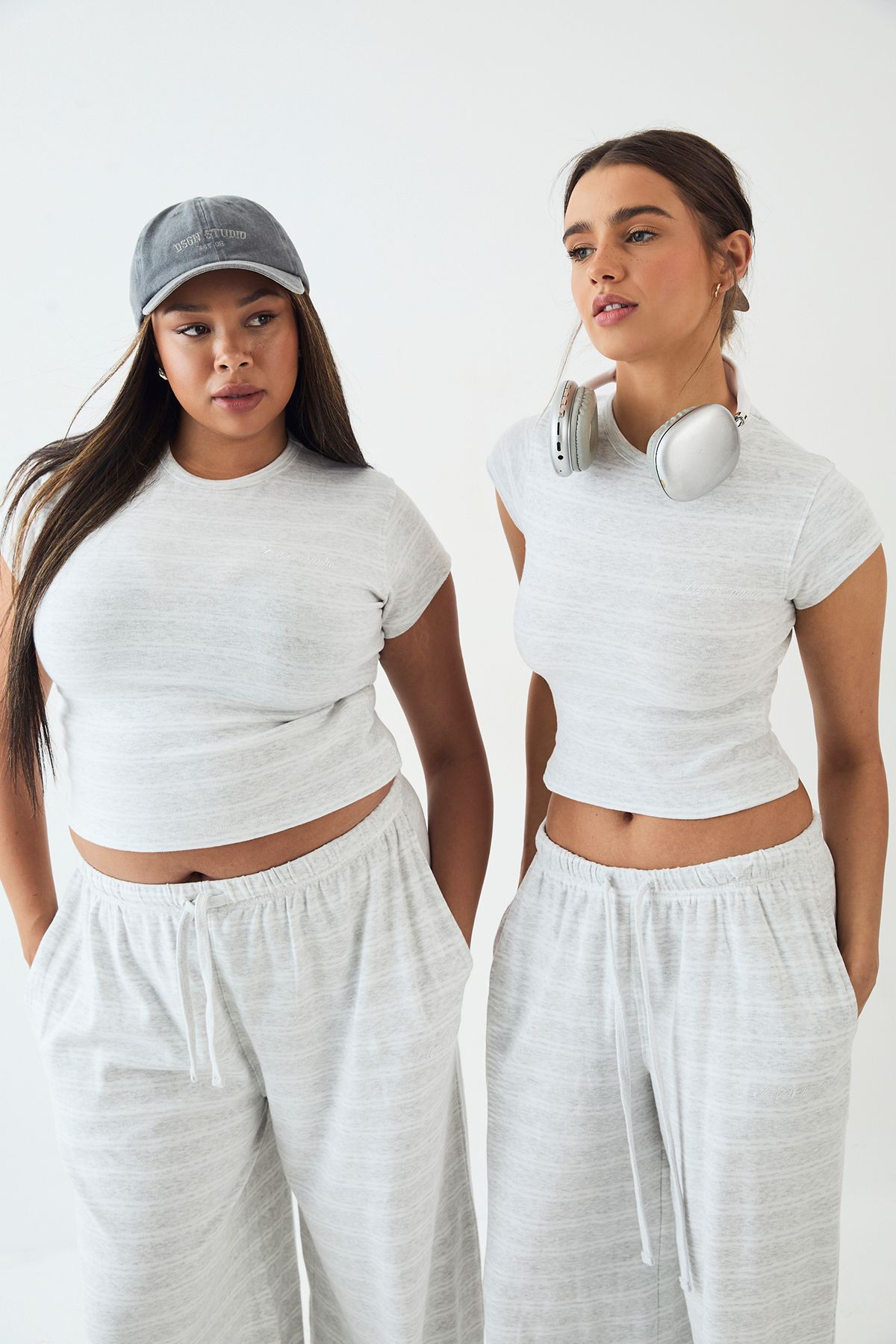 DSGN Studio DSGN Studio Stripe Fitted Short Sleeve Top Ash Grey image 1