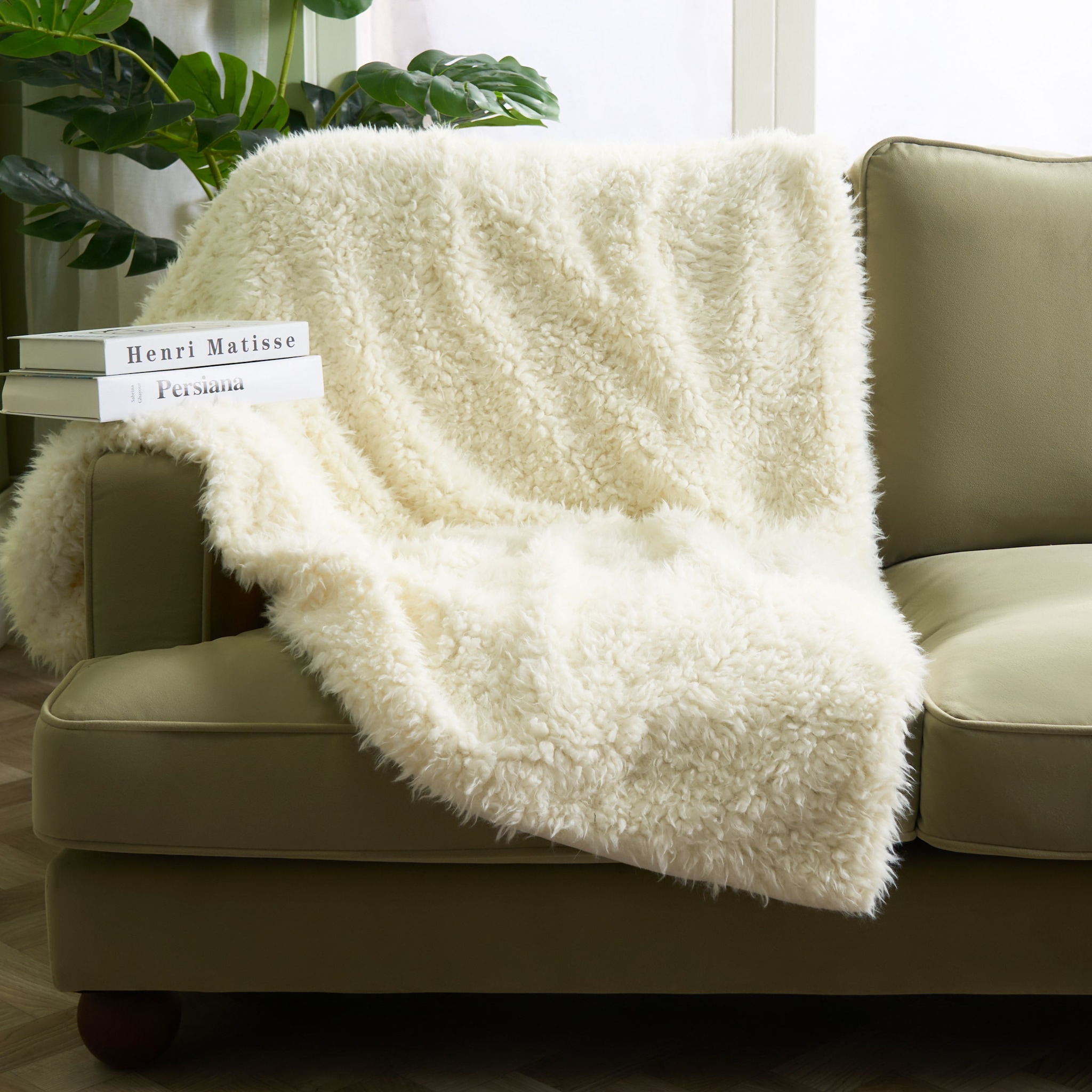 OHS Sofia Faux Fur Fleece Reversible Throw Super Soft Fluffy Blanket image 1