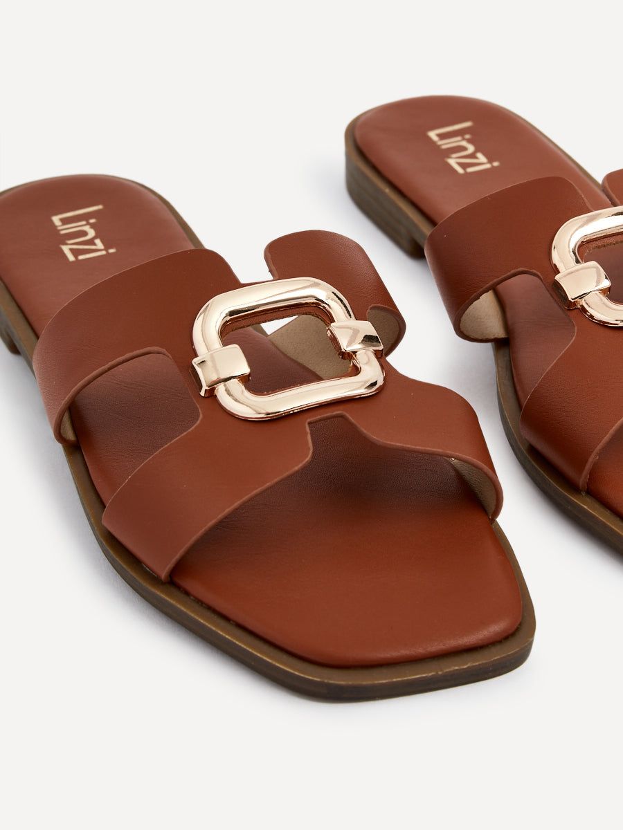 Linzi Vida Tan Faux Leather Flat Sandal image 4