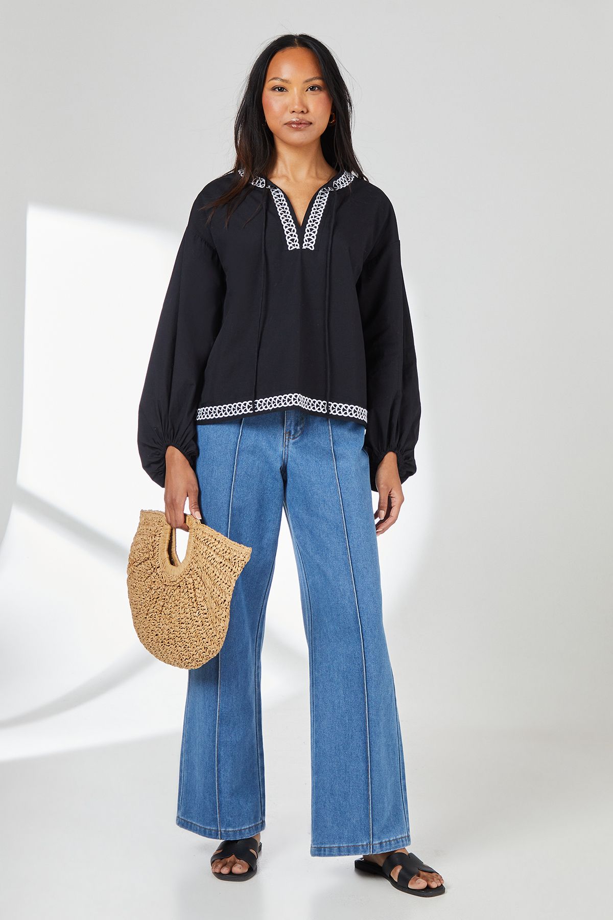 Principles Embroidered Detail Blouse Black image 2