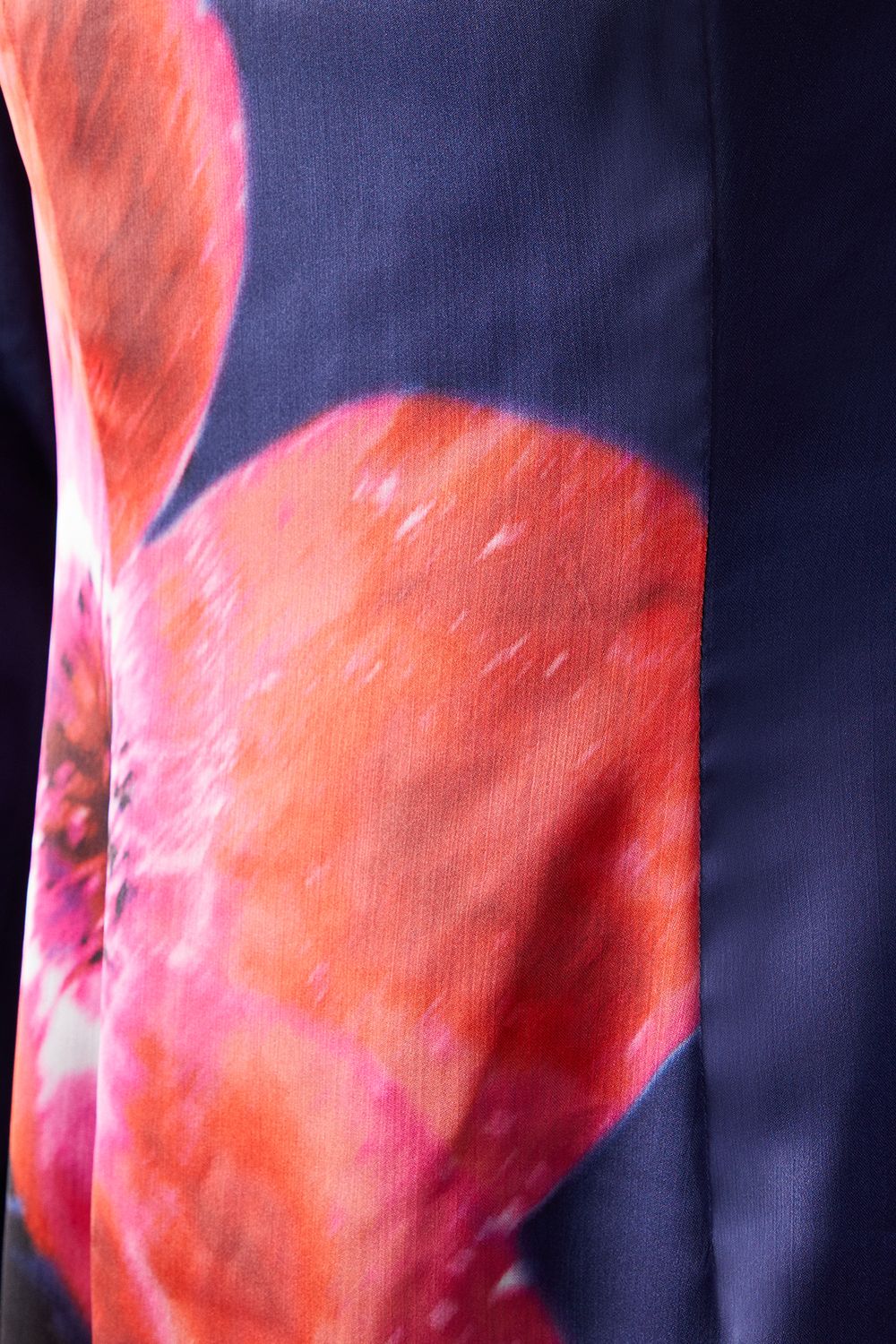 Warehouse Floral Placement Print Satin Midi Dress Navy image 5