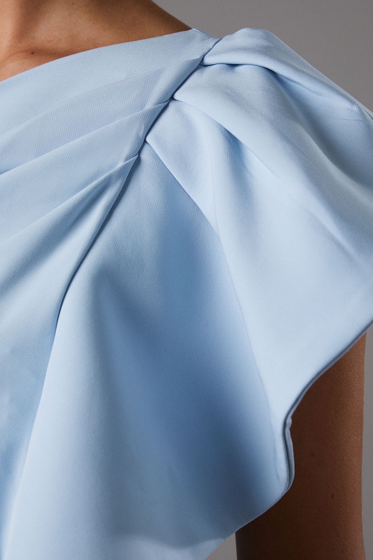 Coast One Shoulder Crepe Ruffle Midi Dress Pale Blue image 5