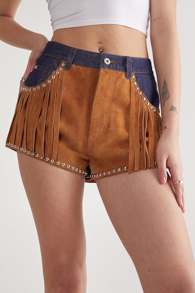 NastyGal Denim Suede Mix Short Multi