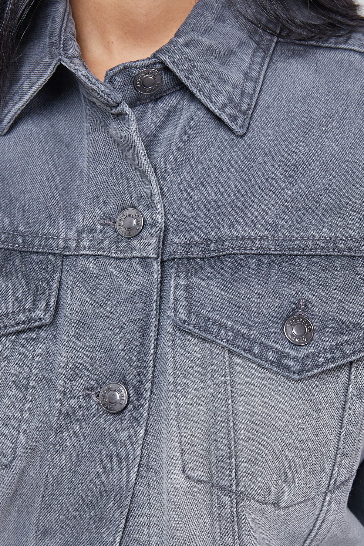 Warehouse Grey Oversized Denim Jacket Grey image 5