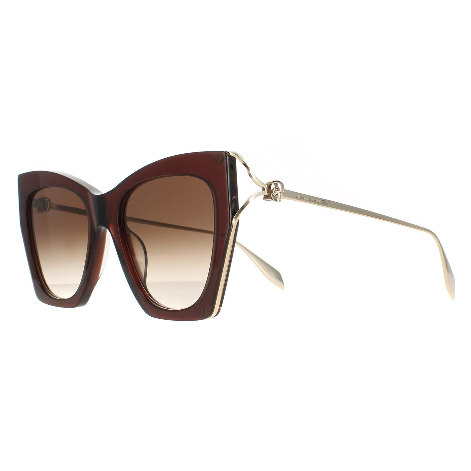 Alexander McQueen Cat Eye Womens Brown Gold Brown Gradient AM0375S image 2