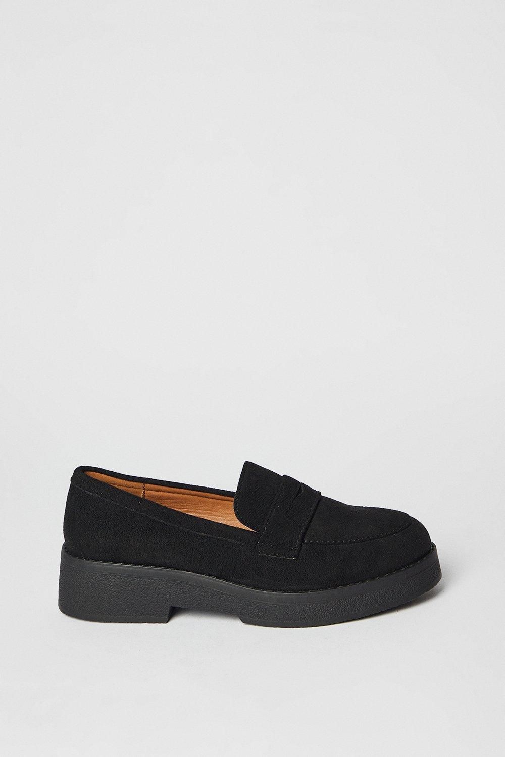 Oasis Buttercup Faux Suede Chunky Penny Loafers Natural Black image 2
