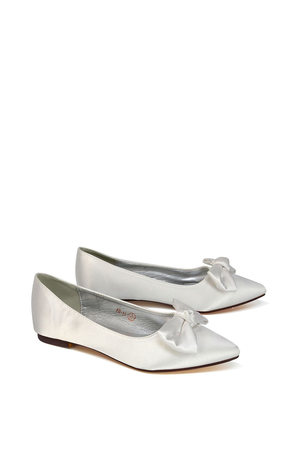 XY London 'Cally' Bow Detail Pointed Toe Ballerina Bridal Pump Shoes image 3