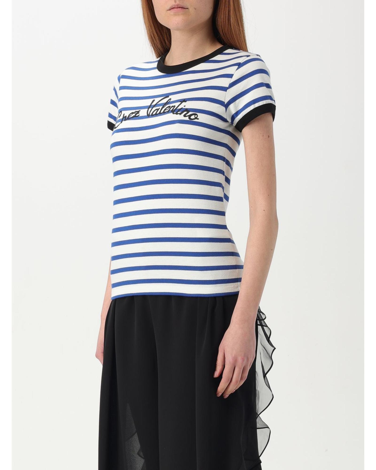 Valentino Striped TShirt with Logo Wo - Ivory T-Shirts image 4