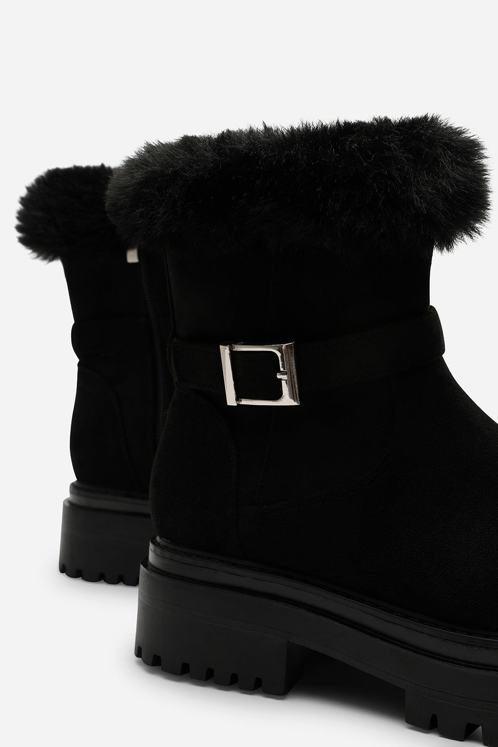 Where's That From 'Rayne' Suede Low Heel Ankle Boots with Faux Fur Cuff Buckle Detail image 5