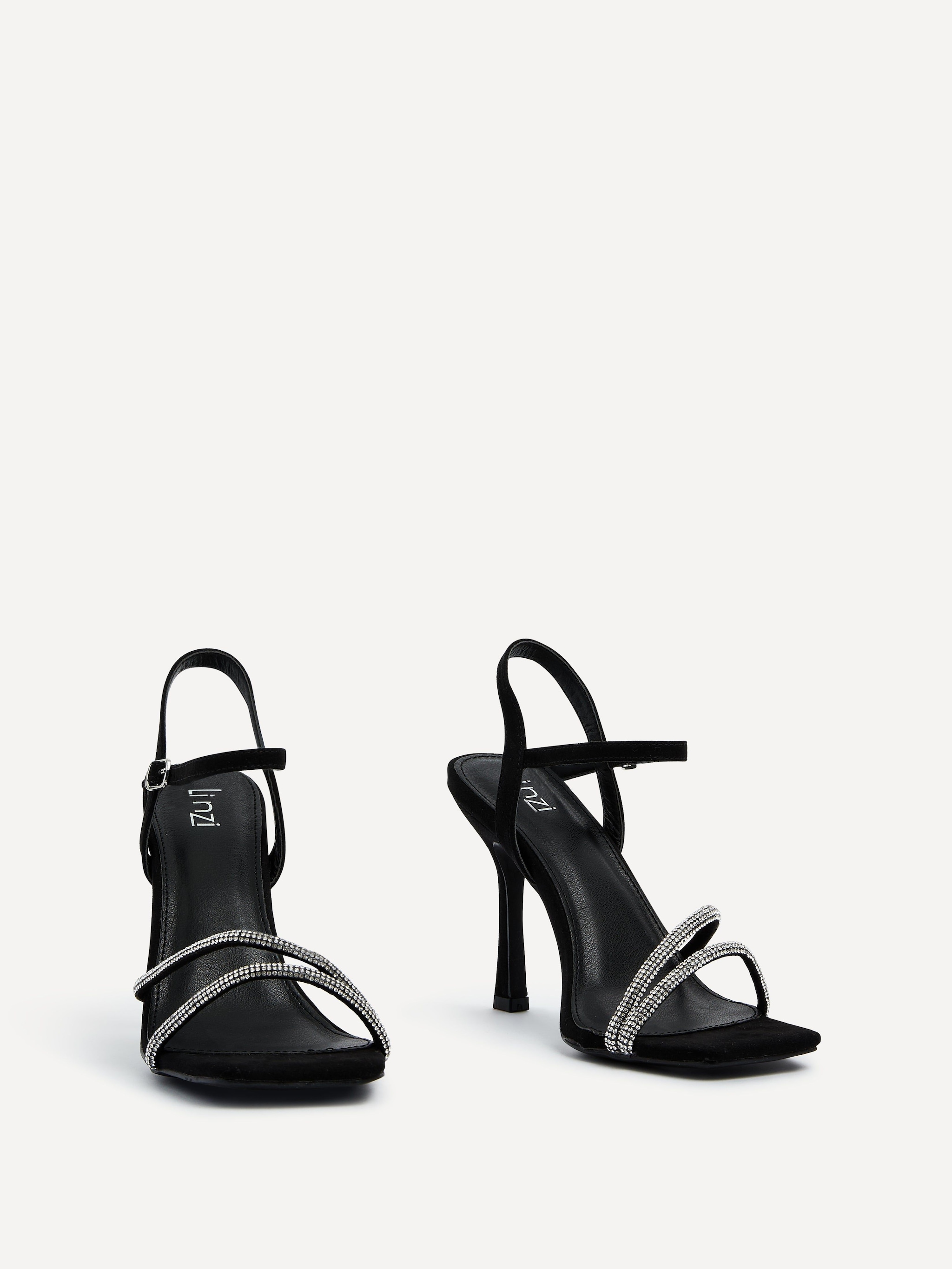 Linzi Mesmerize Black Diamante Heeled Sandals image 3