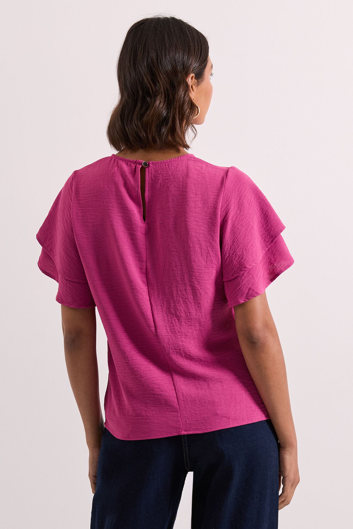Dorothy Perkins Frill Sleeve Crew neck T-Shirt Rose image 3