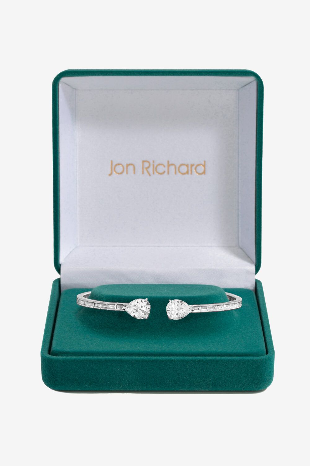 Jon Richard Rhodium Plated Cubic Zirconia Peardrop Open Hinge Bangle