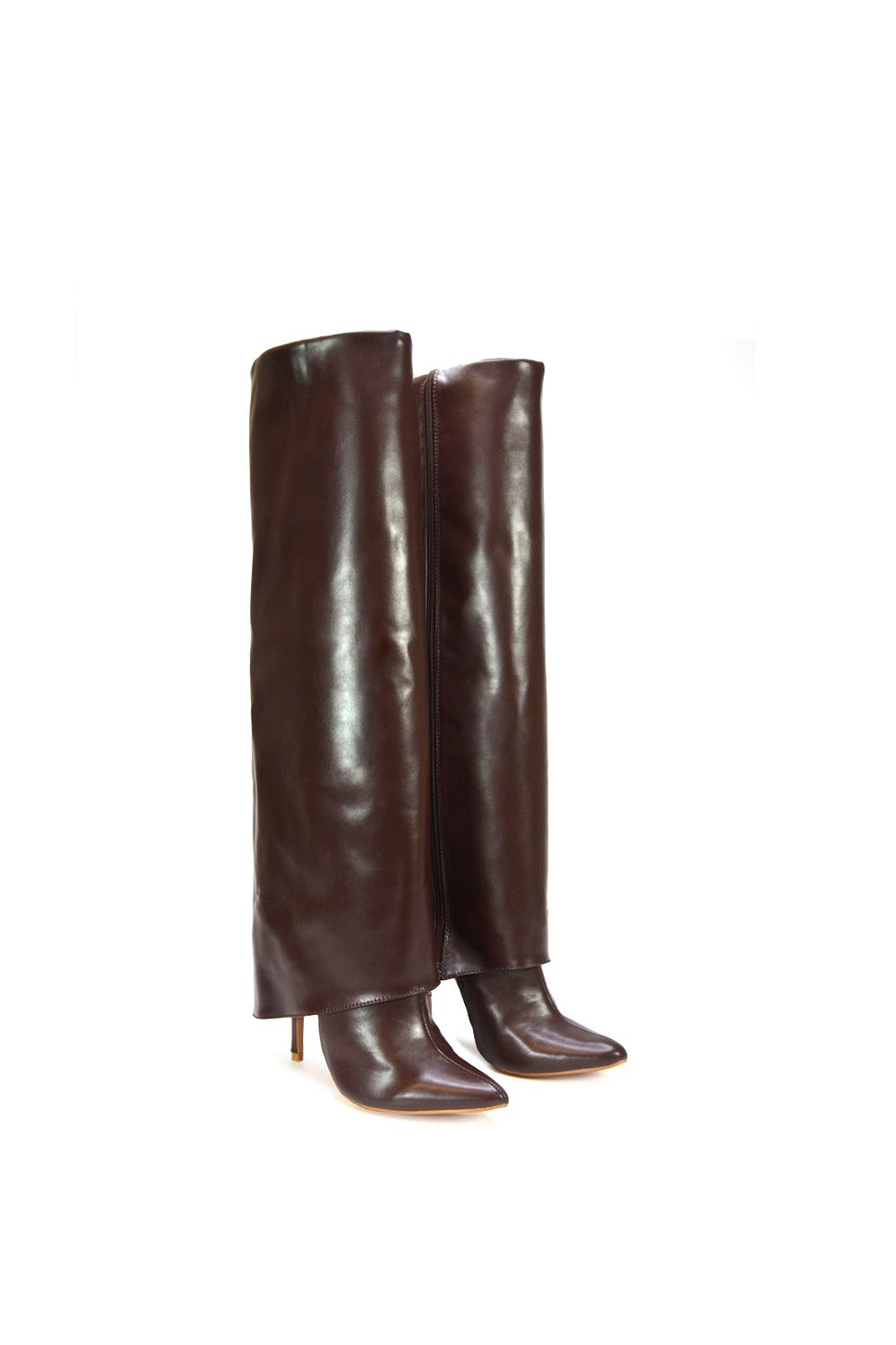 XY London 'Shauna' Knee High Fold Over Boots With Stiletto High Heel image 4