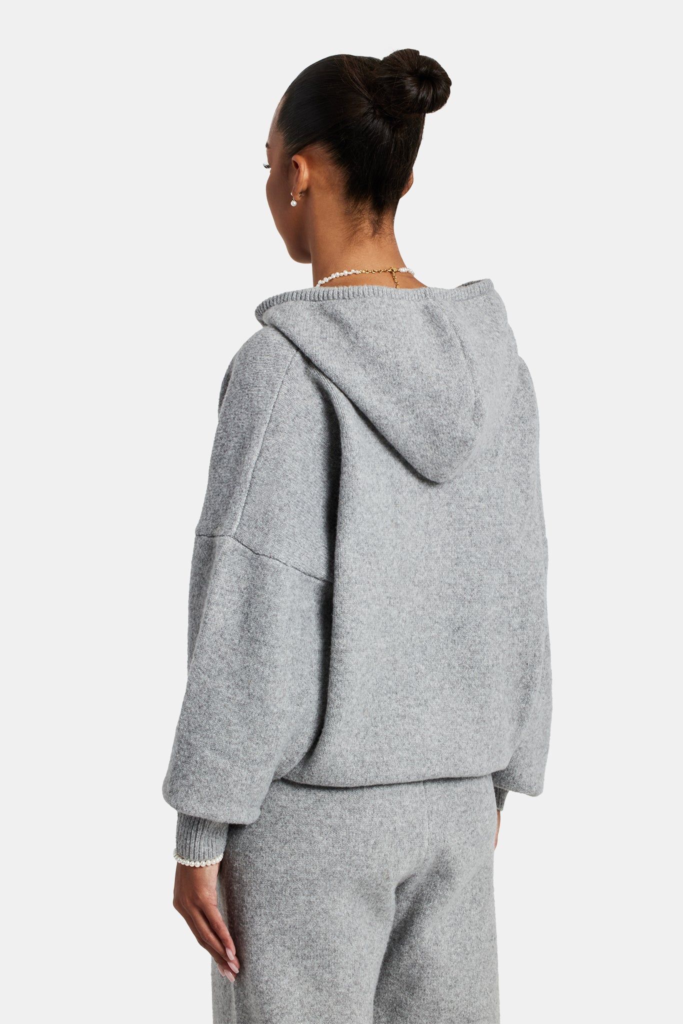 Cernucci Hooded Zip Through Knitted Jumper - Grey image 4