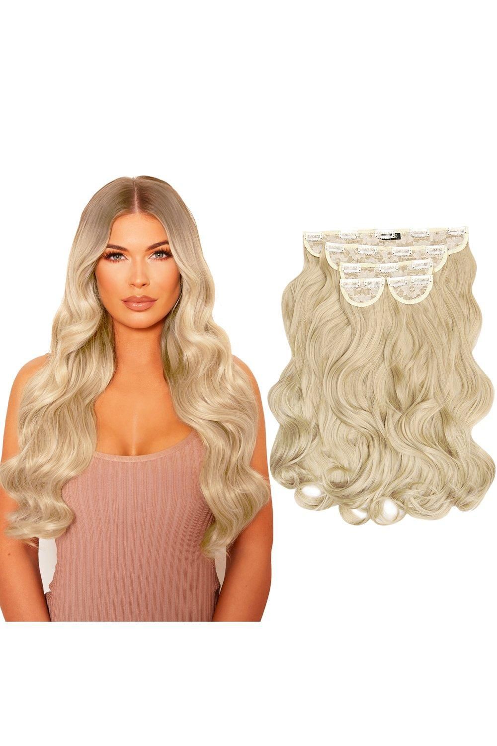 Lullabellz Super Thick 22" 5 Piece Natural Wavy Clip In Extensions Light Blonde image 3