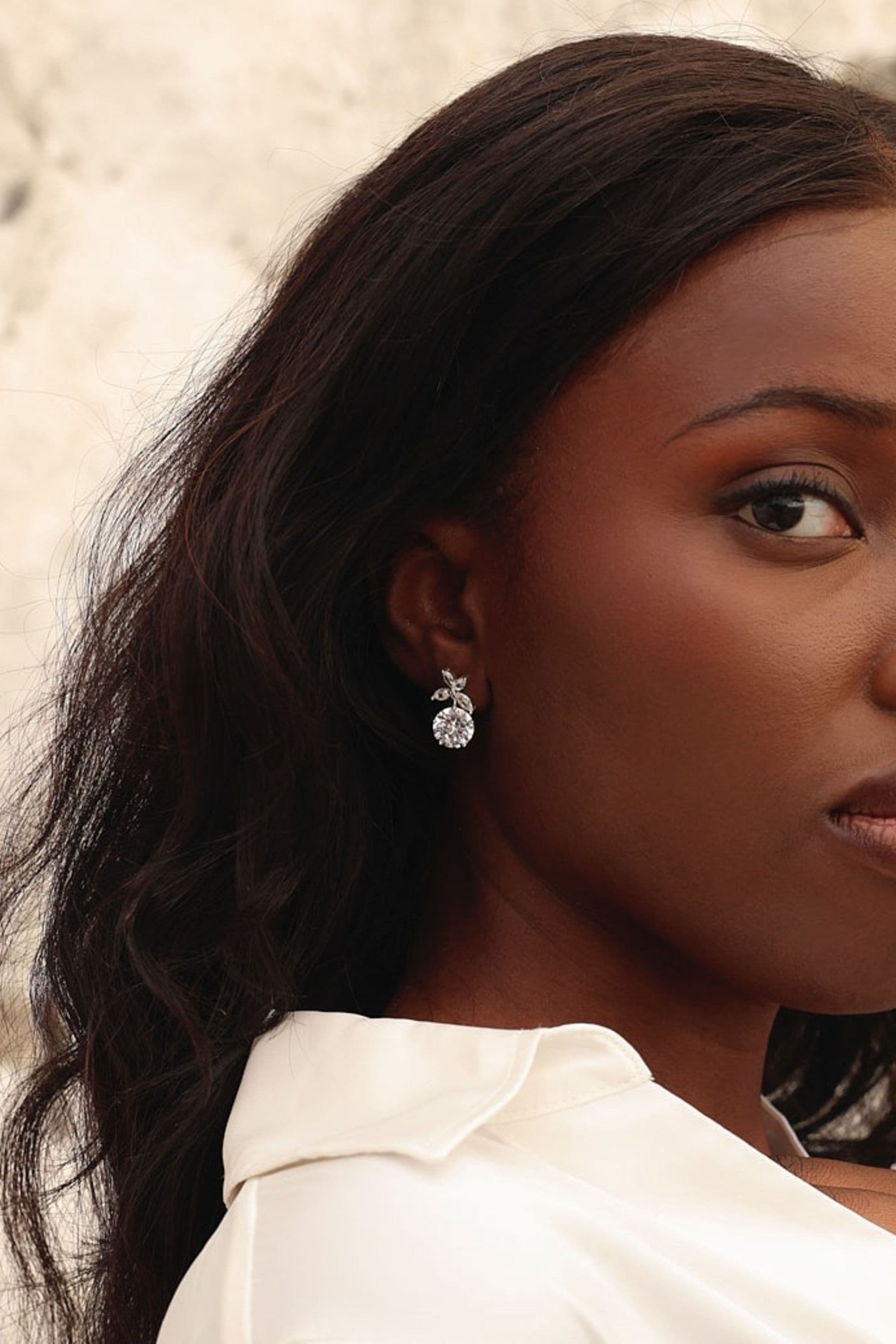 Linzi Bloom Silver Crystal Drop Earrings image 1