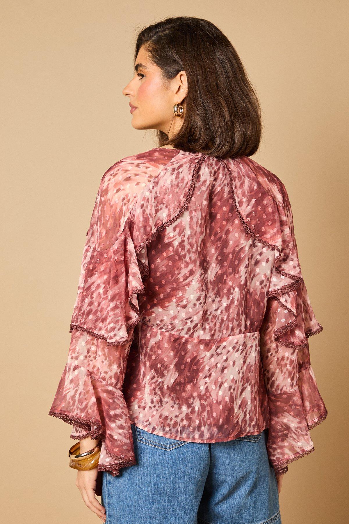 Oasis Floral Ruched Bodice Babydoll Blouse Yellow image 3