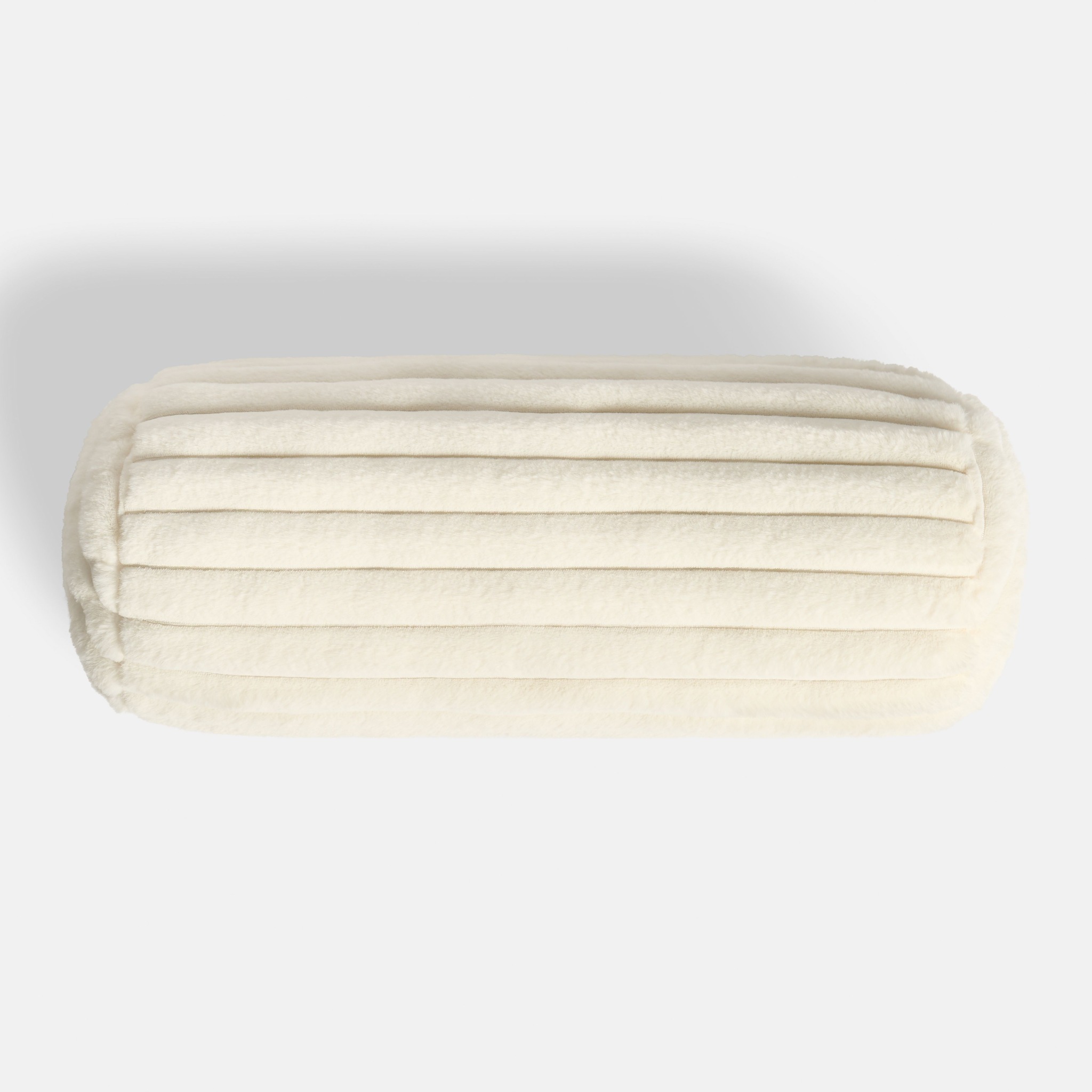 OHS Faux Fur Ribbed Round Bolster Cushion Neck Roll Pillow image 3