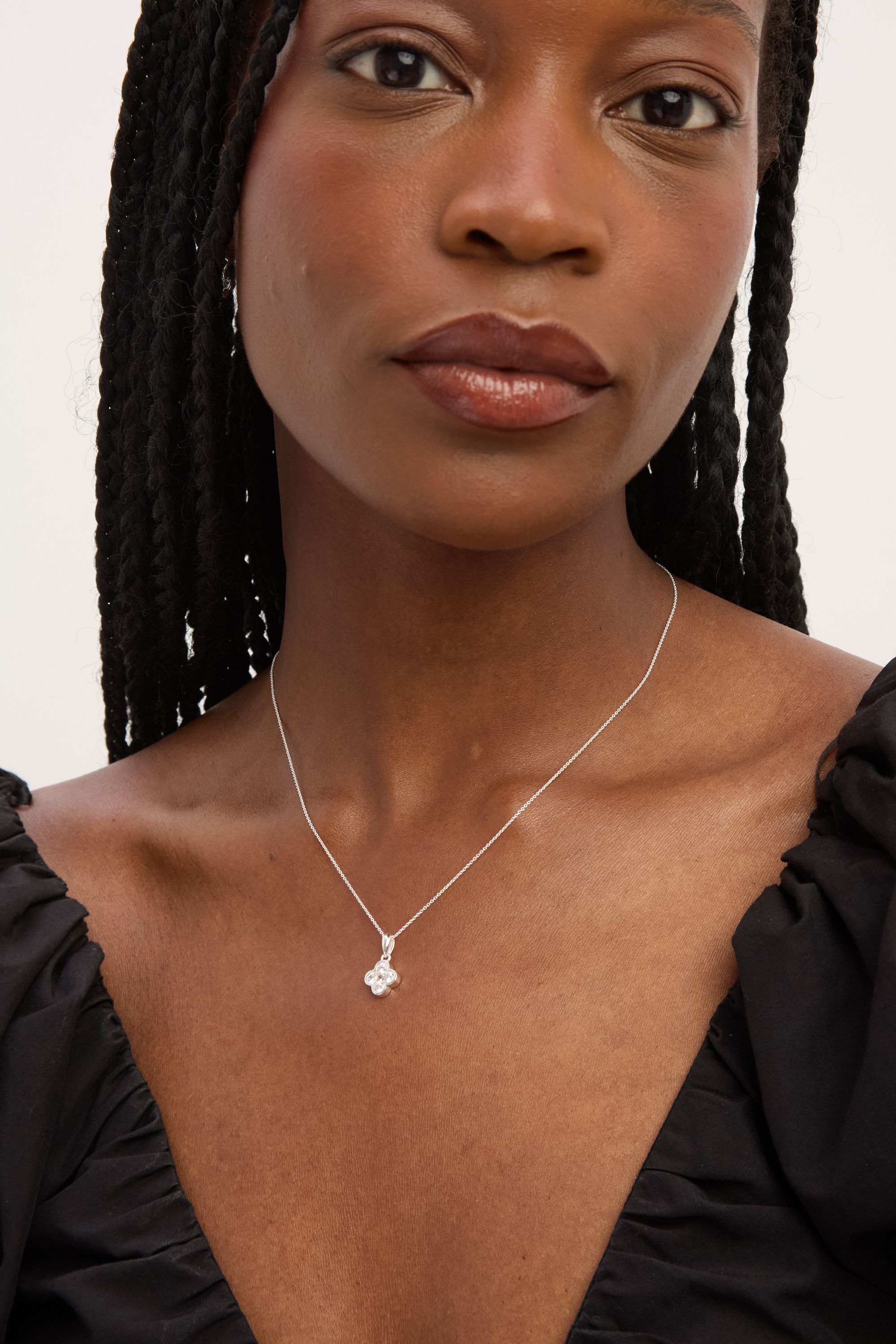 Simply Silver Sterling Silver 925 Cubic Zirconia Clover Pendant - Gift Pouch image 2