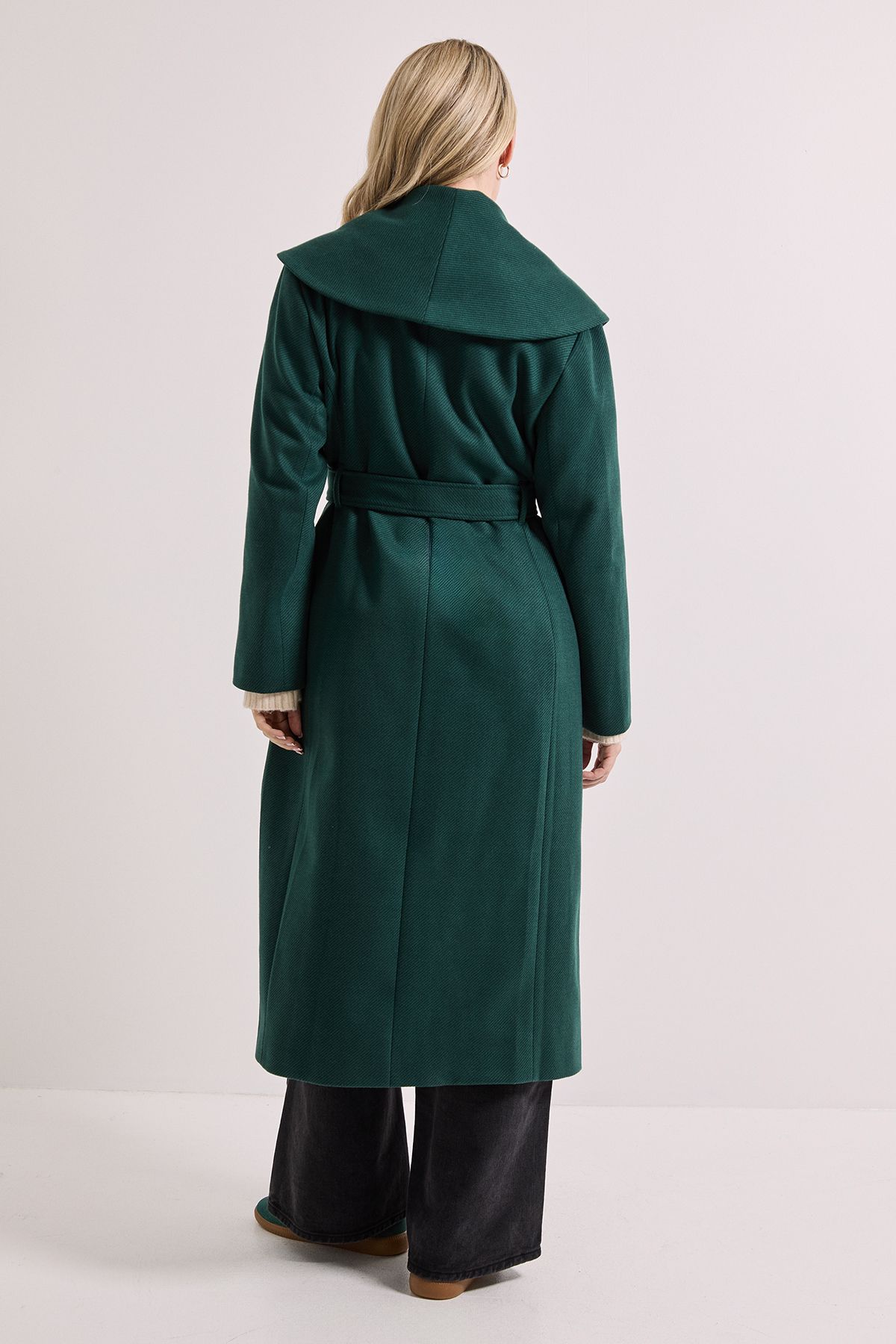 Dorothy Perkins Shawl Belted Coat Dark Green image 3