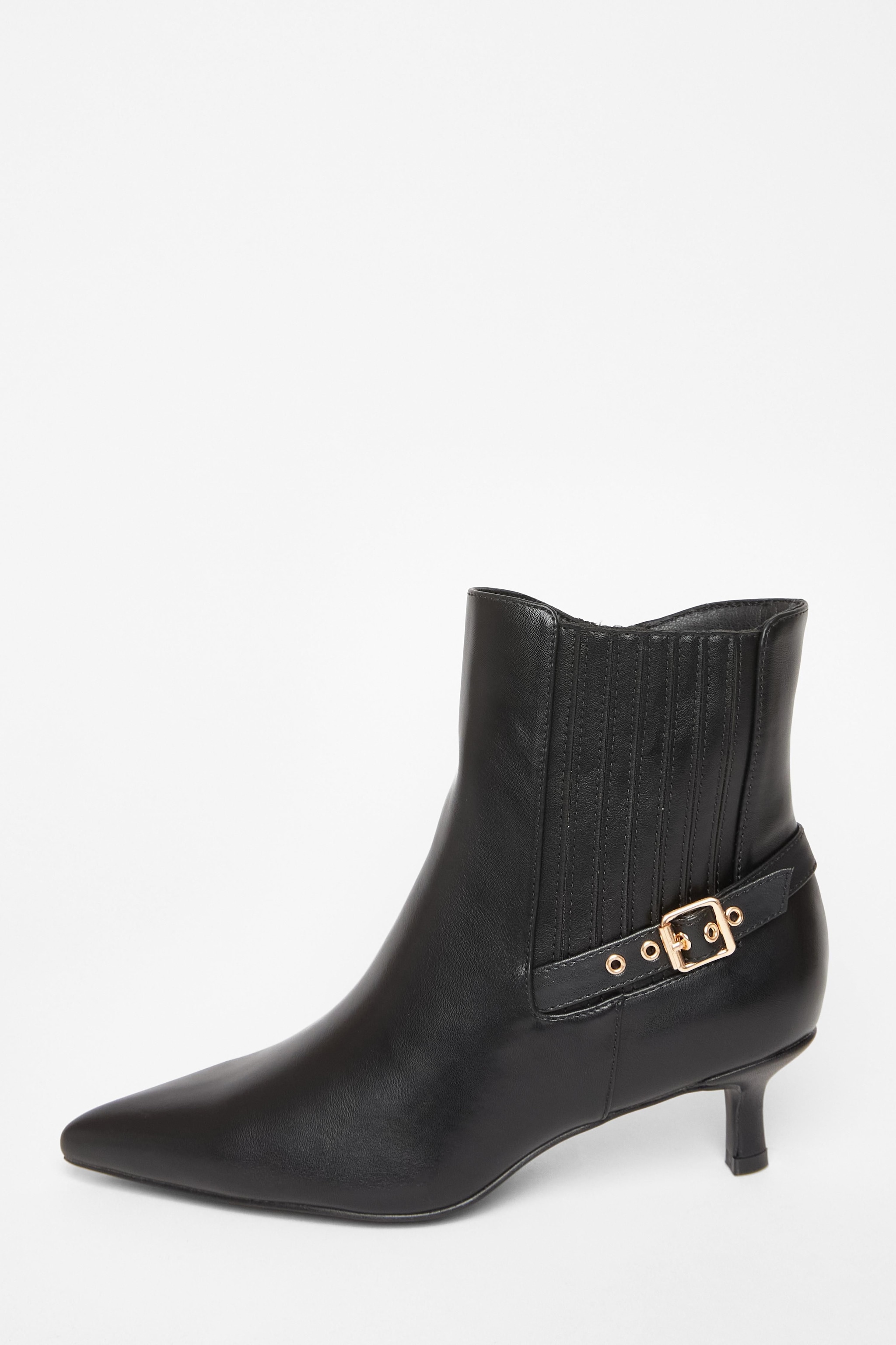 Quiz Black Wide Fit Buckle Ankle Boots image 3