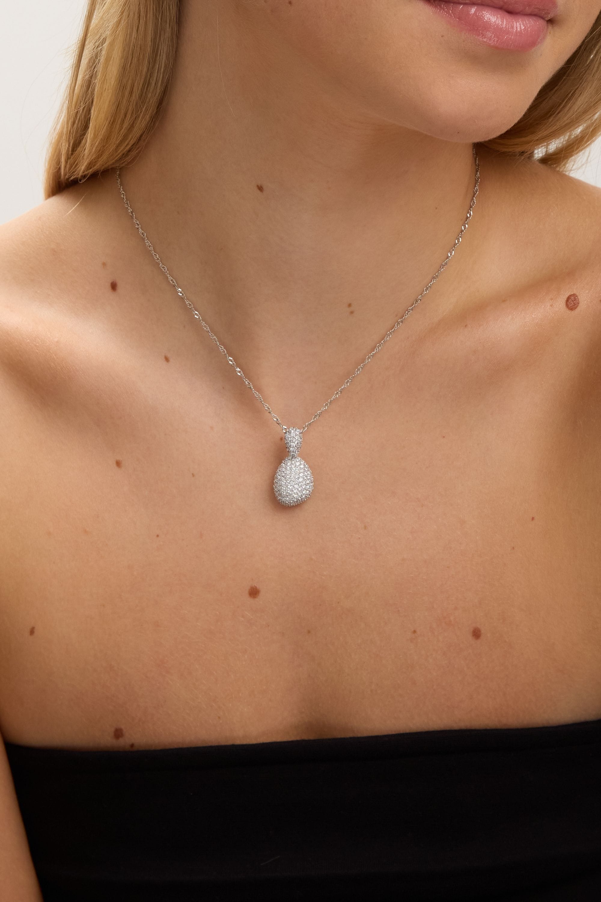 Jon Richard Rhodium Plated and Cubic Zirconia Drop Dome Pendant - Gift Box image 3