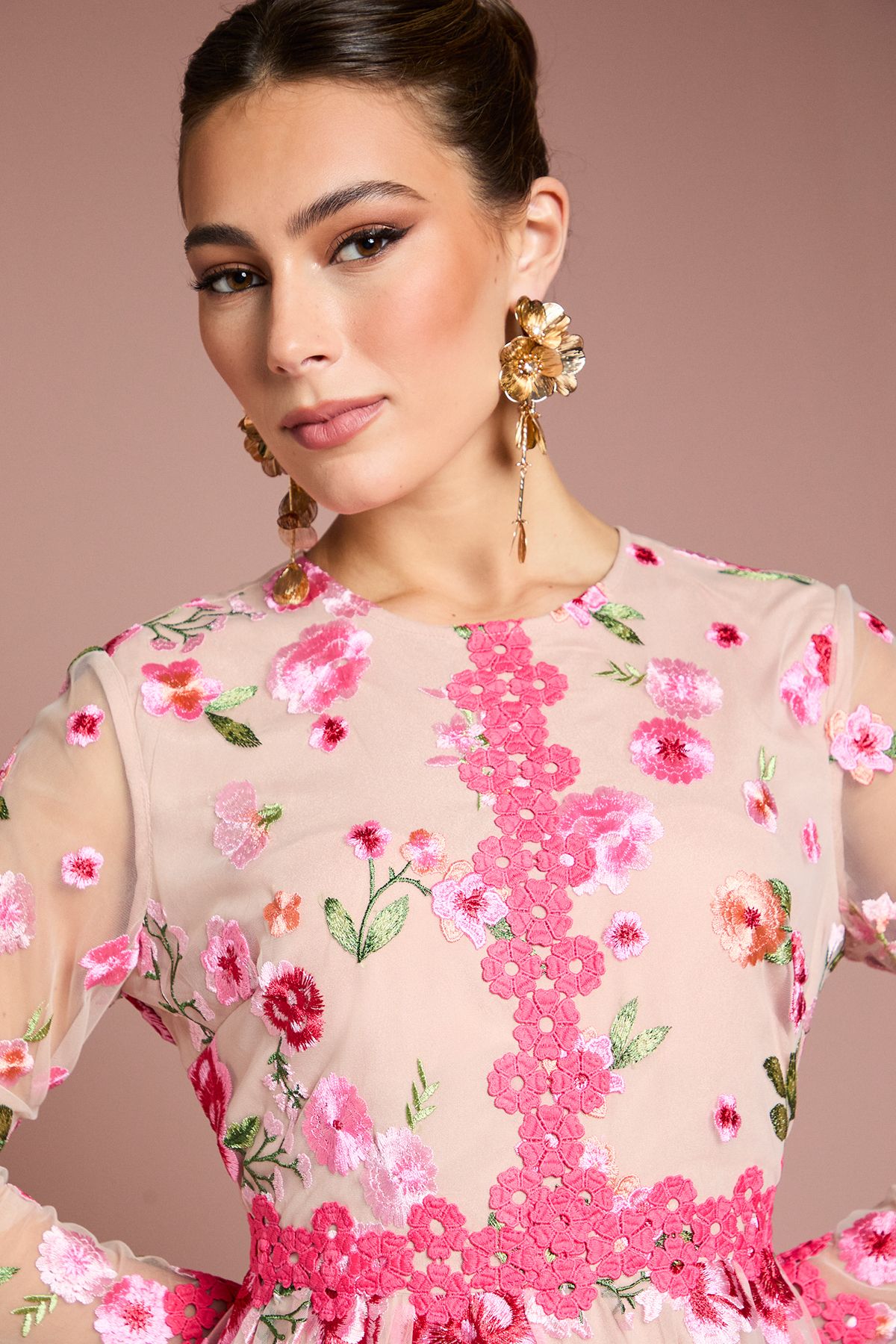 Coast Embroidered Floral Maxi Dress Nude image 4