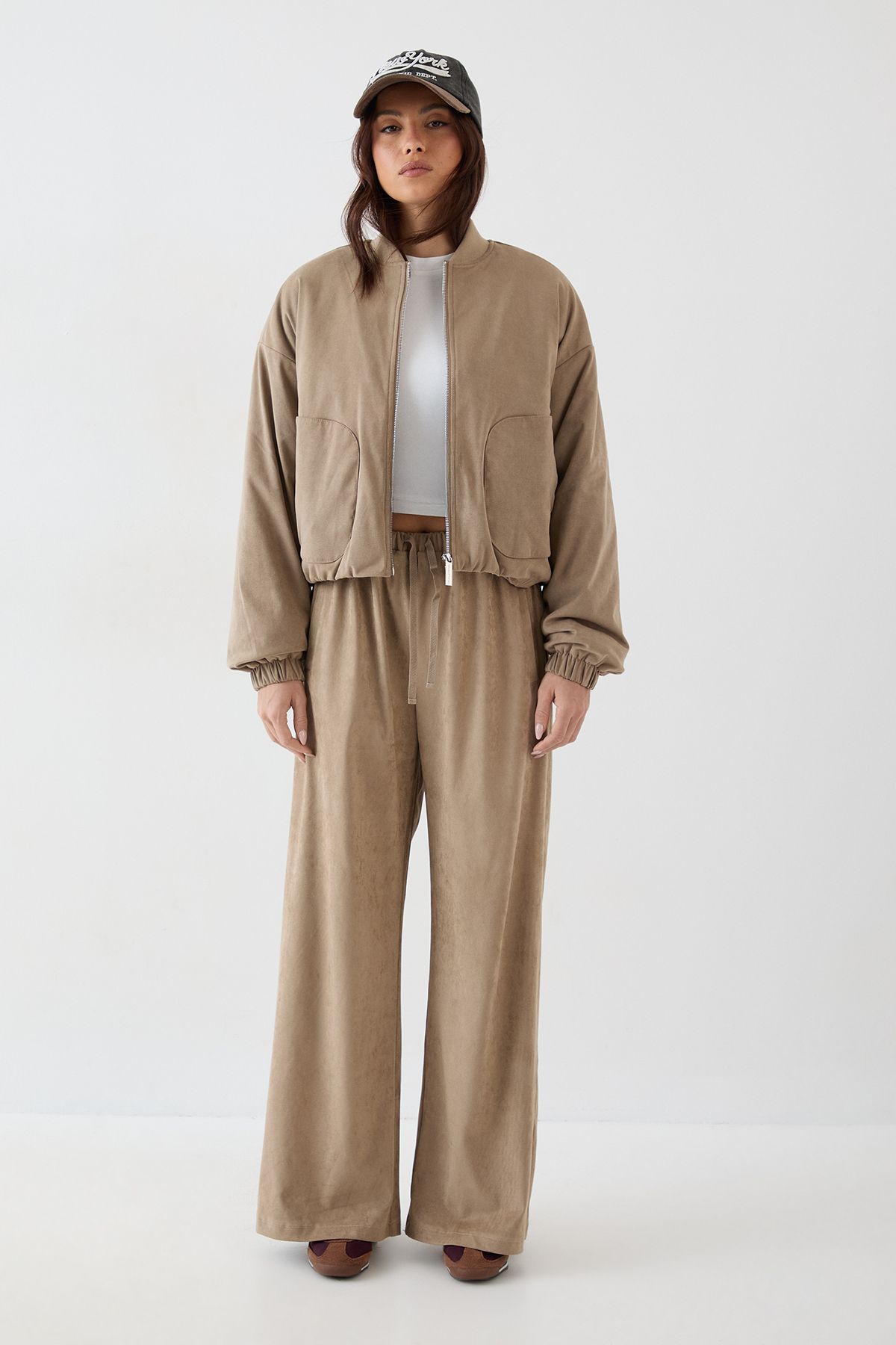 DSGN Studio DSGN Studio Faux Suede Straight Leg Trouser Stone image 5