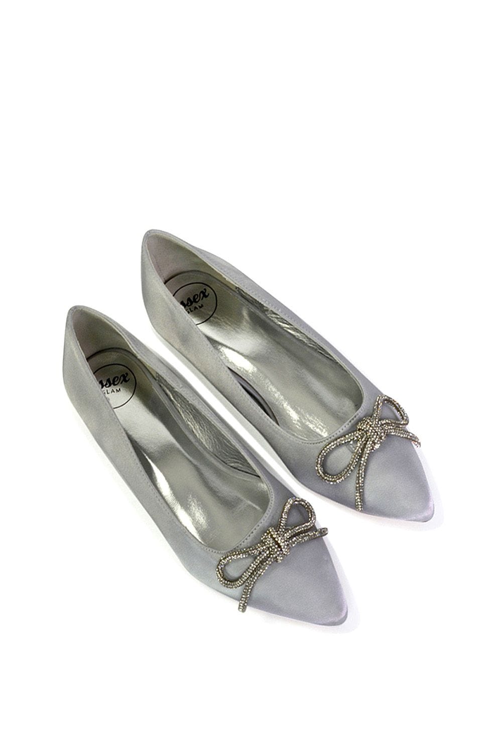 XY London 'Blossom' Diamante Bow Detail Pointed Toe Ballerina Pumps image 5