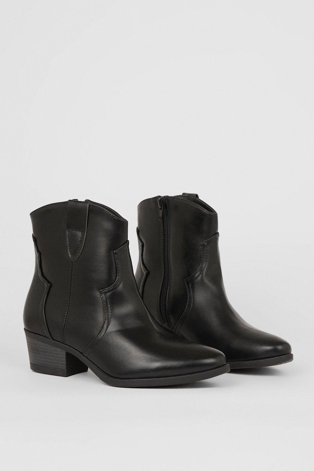 Oasis Block Heel Western Boots Black image 3
