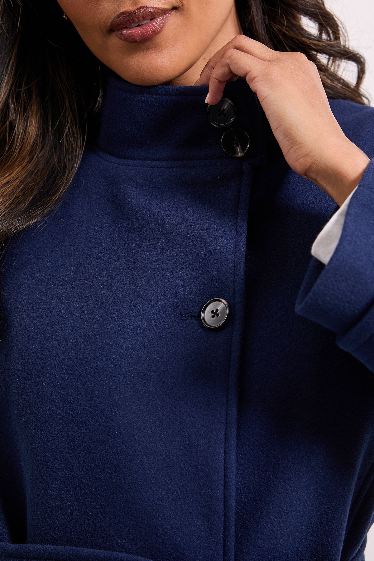 Dorothy Perkins Classic Midi Funnel Neck Coat Navy image 5