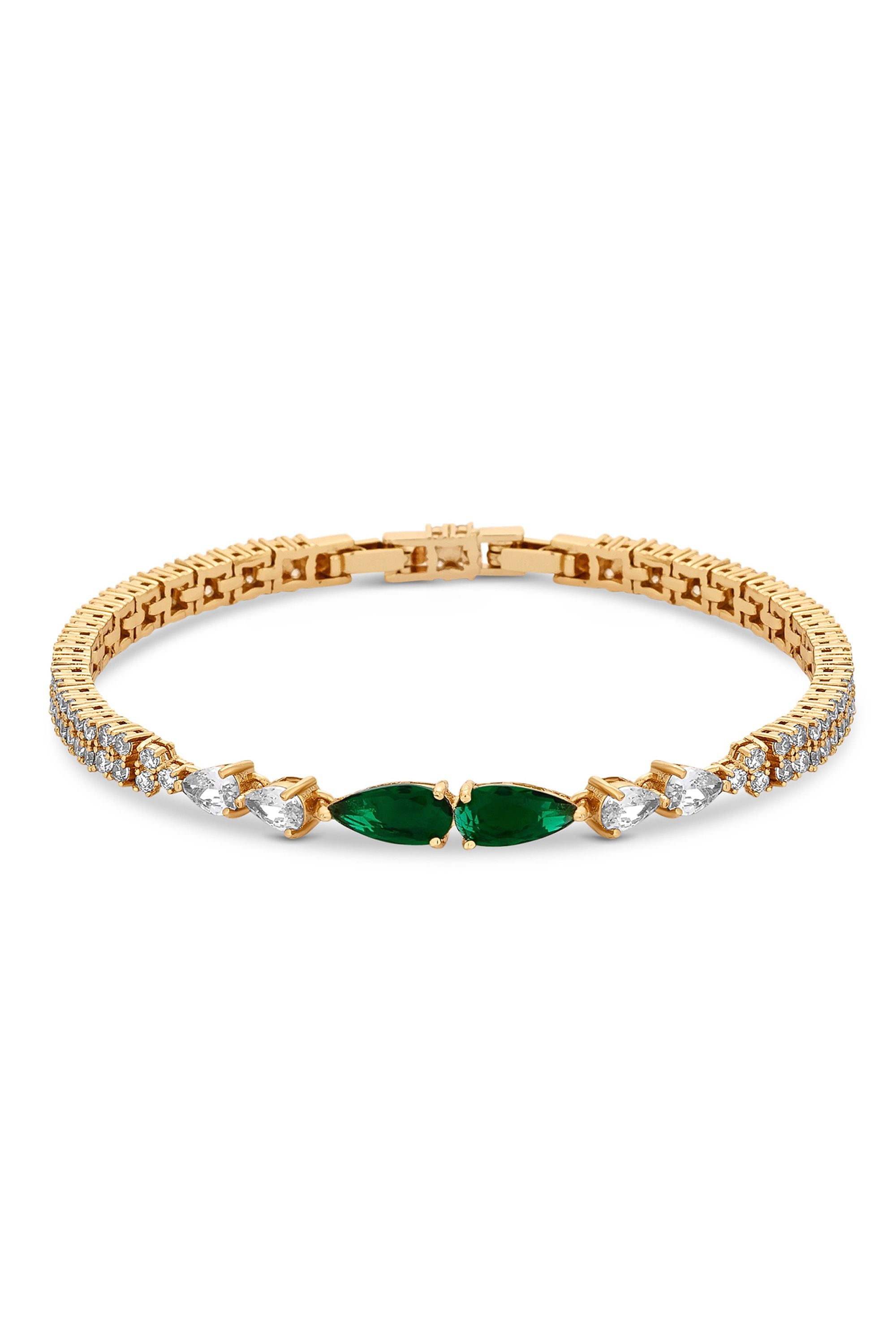 Jon Richard Gift Packaged Gold And Emerald Green Cubic Zirconia Bracelet image 2