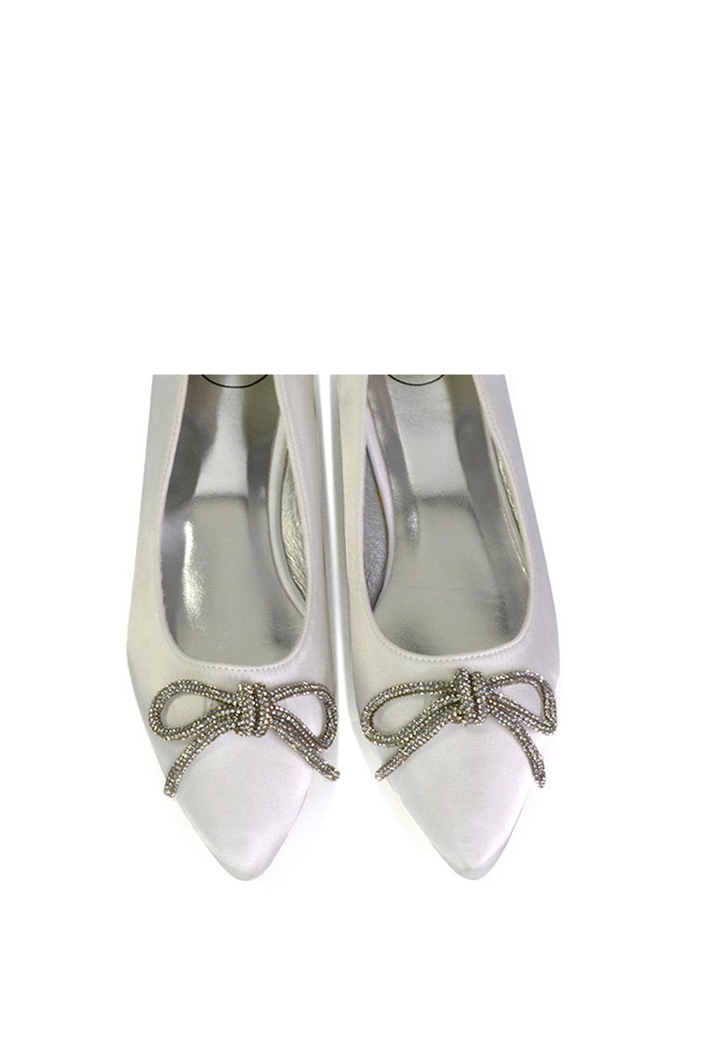 XY London 'Blossom' Diamante Bow Detail Pointed Toe Ballerina Pumps image 3