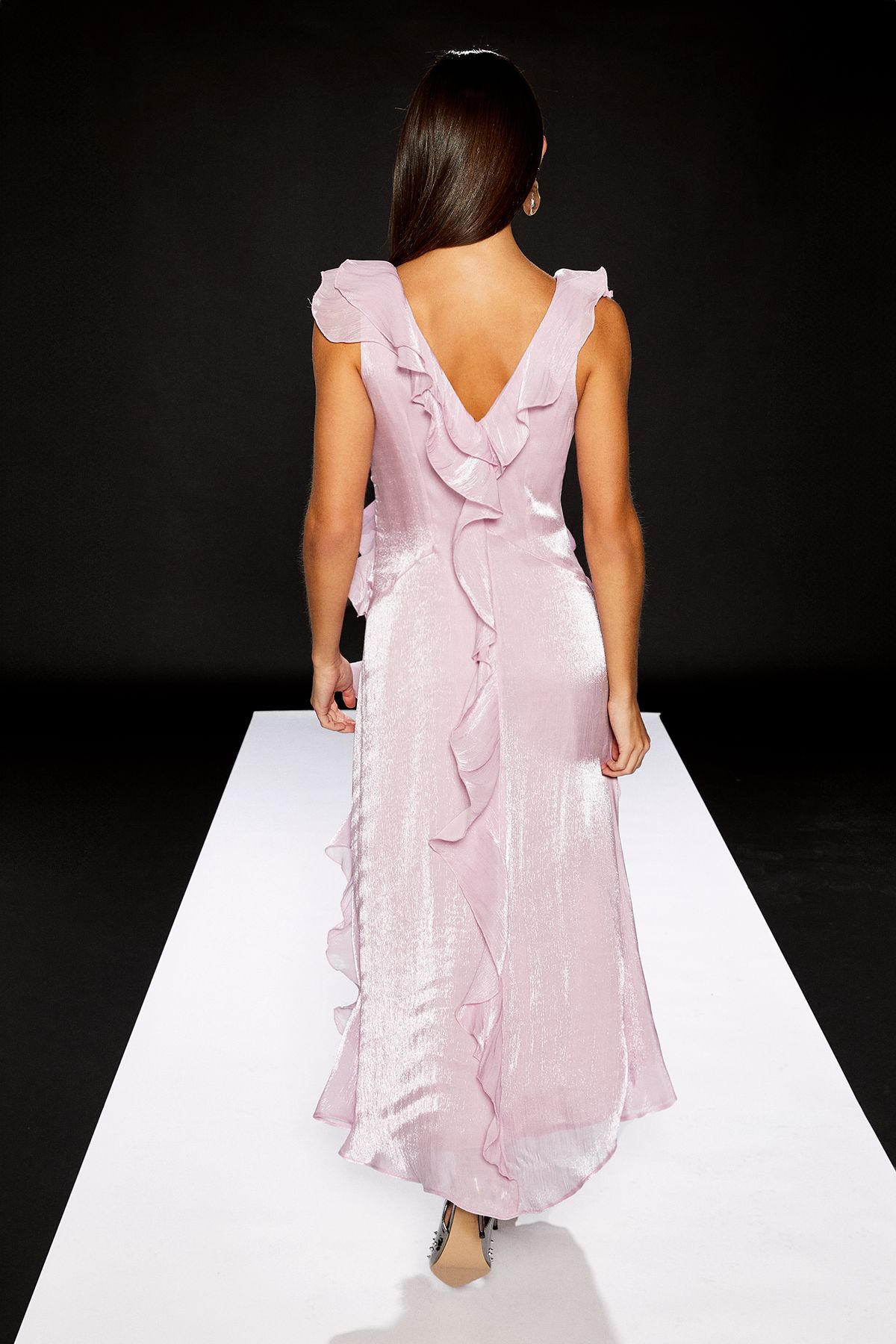 RUNWAY 1.8.1.8 Runway 1.8.1.8 Ruffle V Neck Maxi Dress Lilac image 4