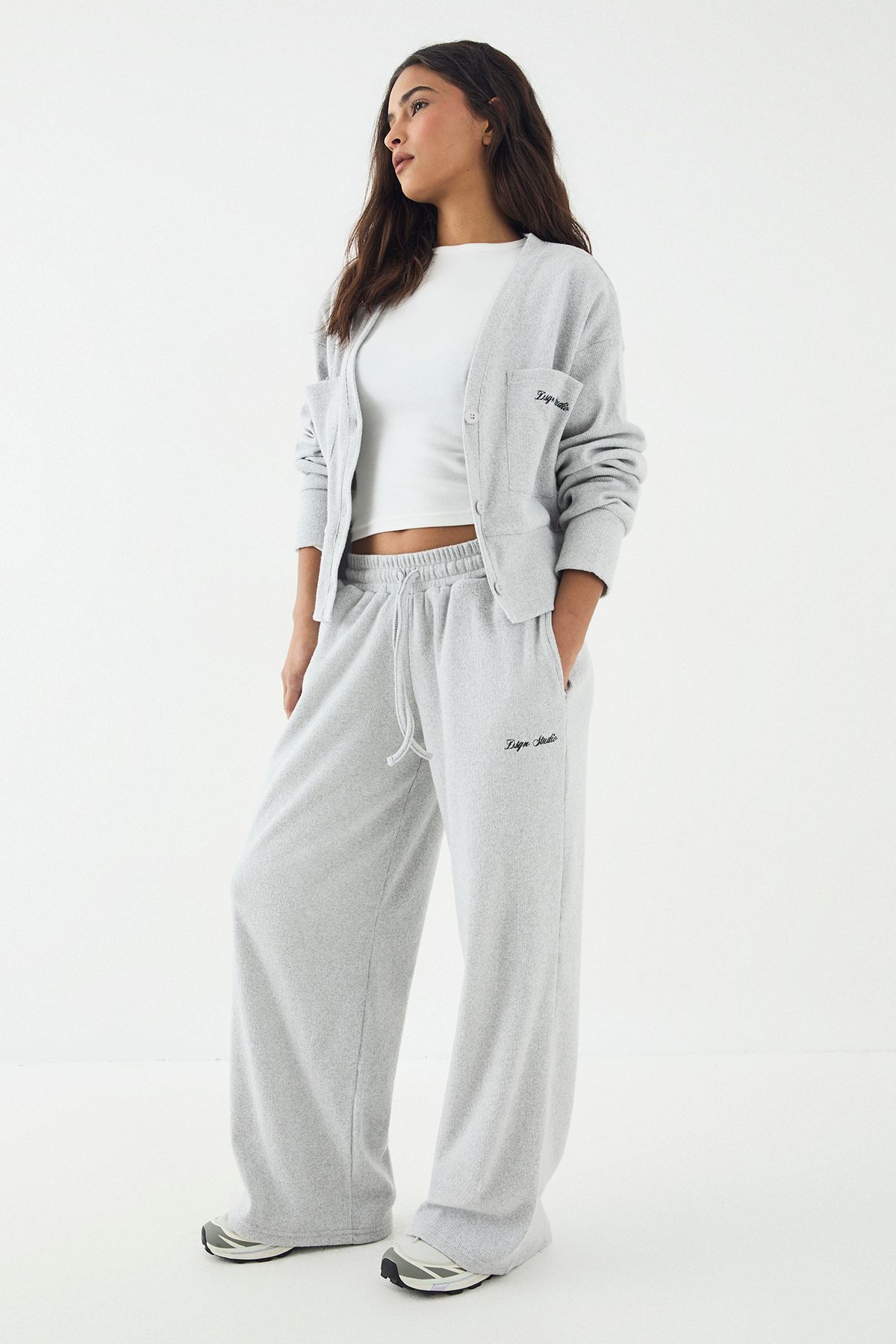 DSGN Studio DSGN Studio Brushed Rib Straight Leg Trouser Ash Grey