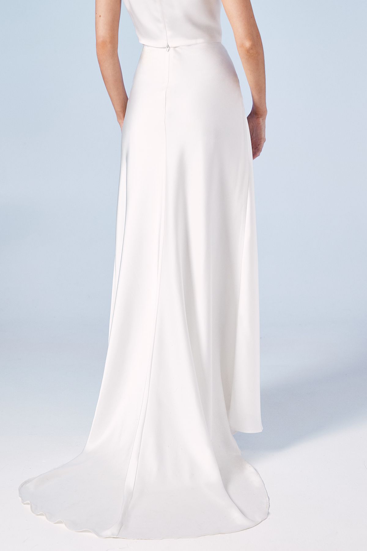 Oasis Satin Bridal Skirt With Puddle Ivory image 3