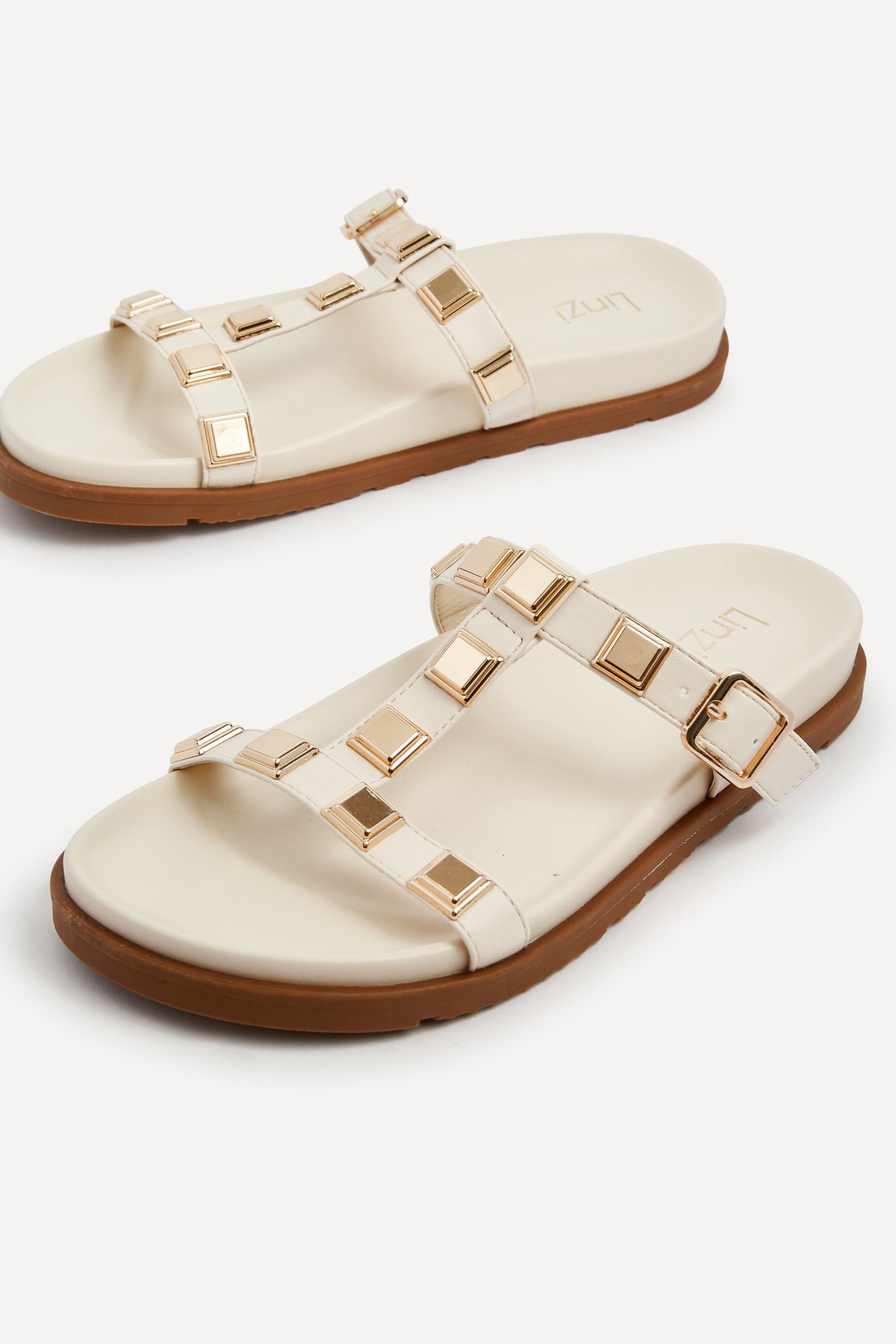 Linzi Alert Ivory Studded Slip On Sandals image 4
