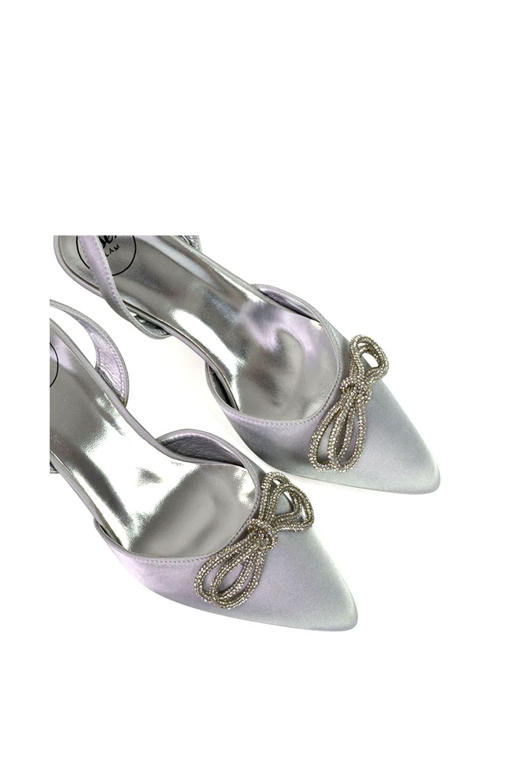 XY London 'Marinah' Slingback Diamante Bow Low Heel Court Shoes image 4
