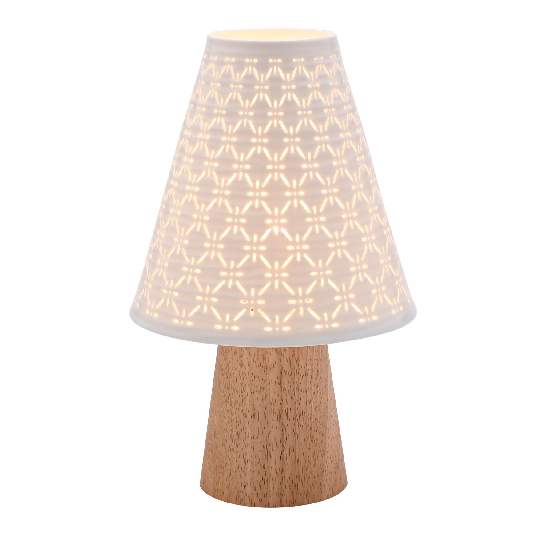 Hestia White Ceramic Table Lamp With Wooden Base image 2