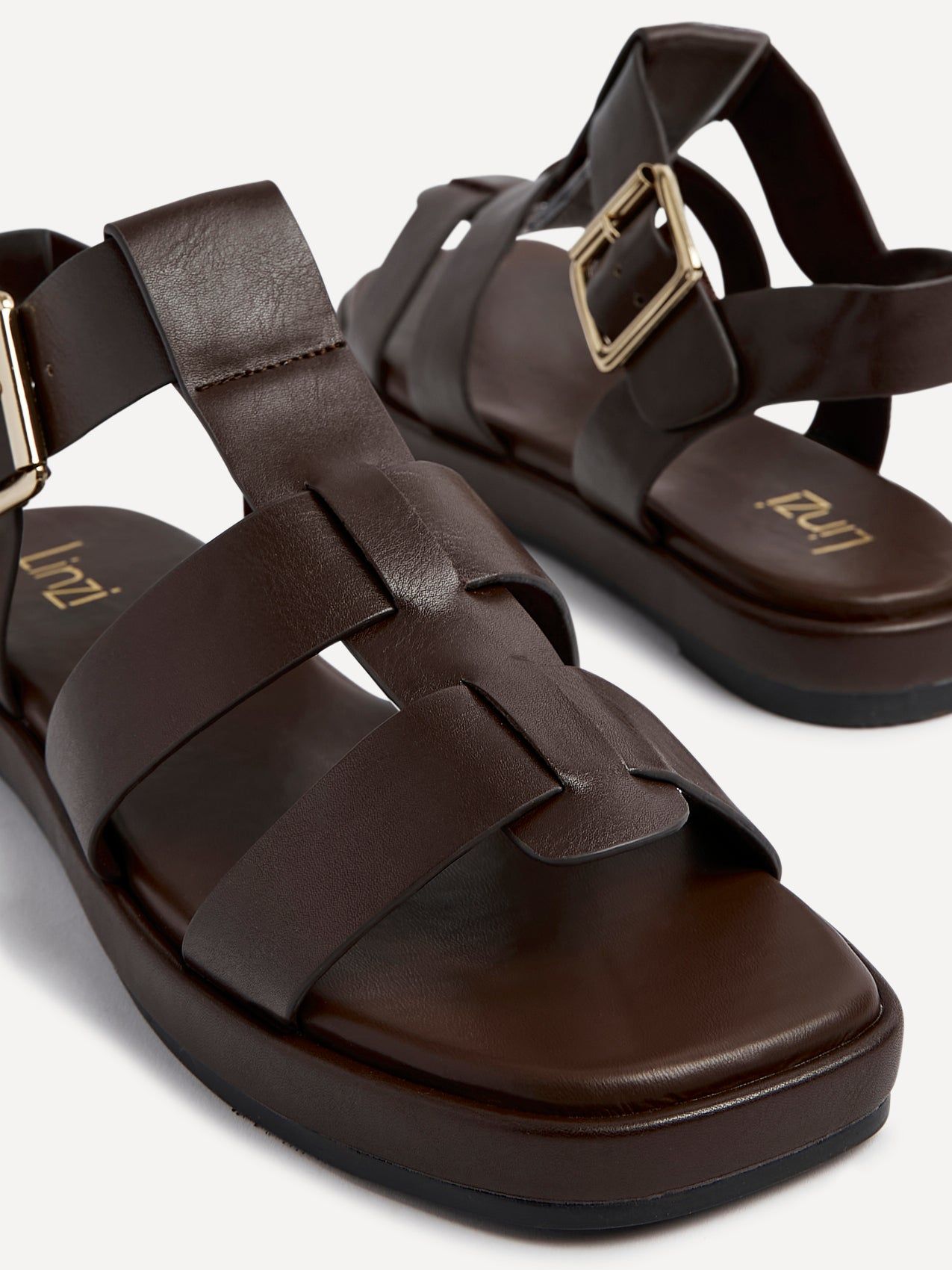 Linzi Camden Brown Faux Leather Gladiator Style Sandal image 5