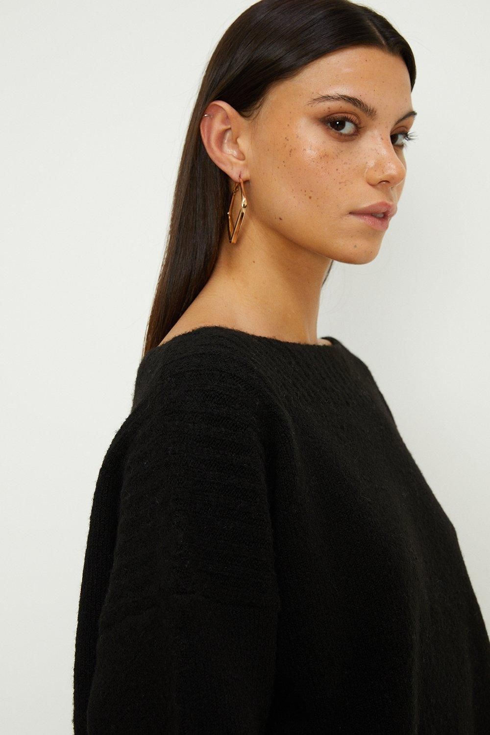 Oasis Cosy Slash Neck Jumper Black image 2