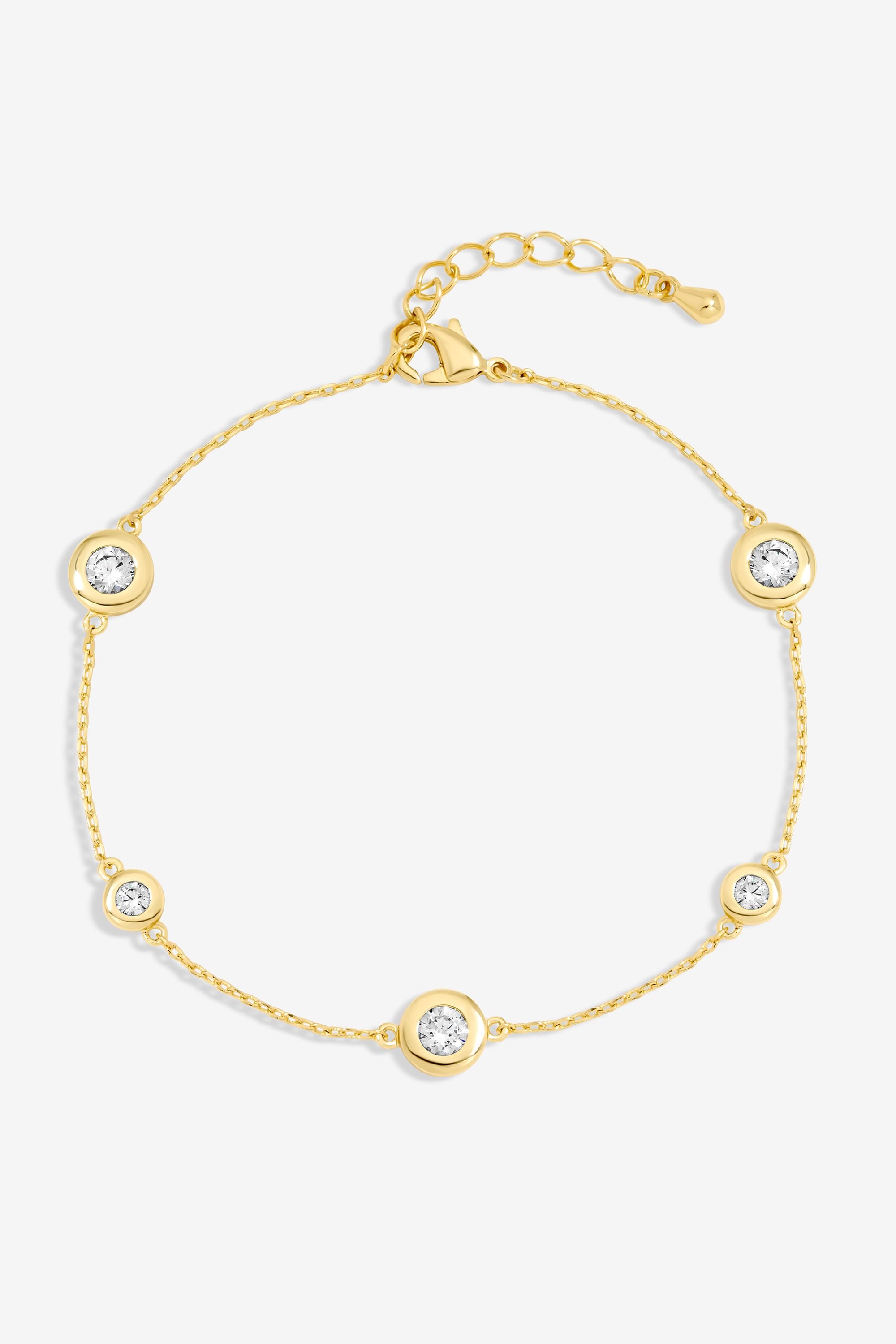 Jon Richard 14K Gold Plated and Cubic Zirconia Besel Station Bracelet image 1