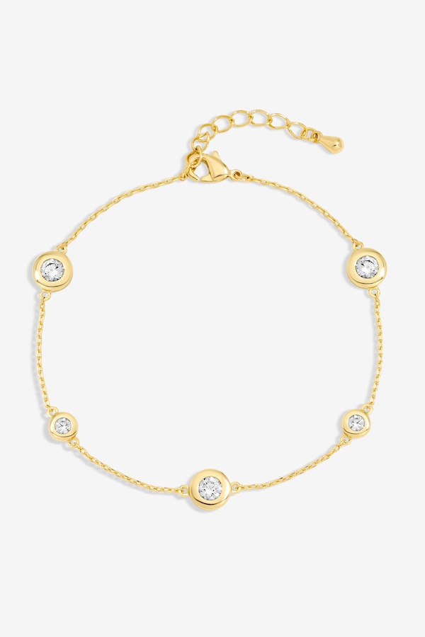 Jon Richard 14K Gold Plated and Cubic Zirconia Besel Station Bracelet