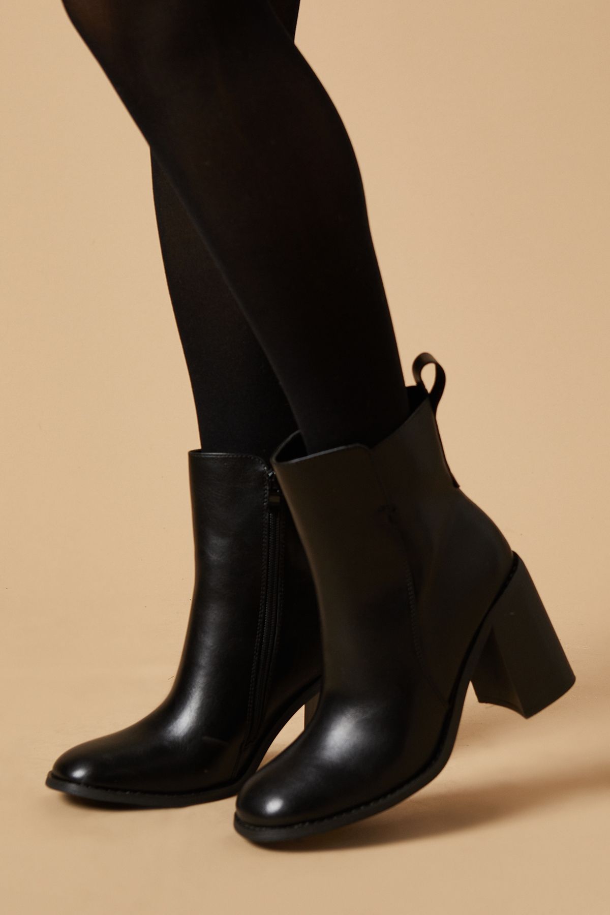 Oasis Marisol Square Toe High Block Heel Ankle Boots Black image 1