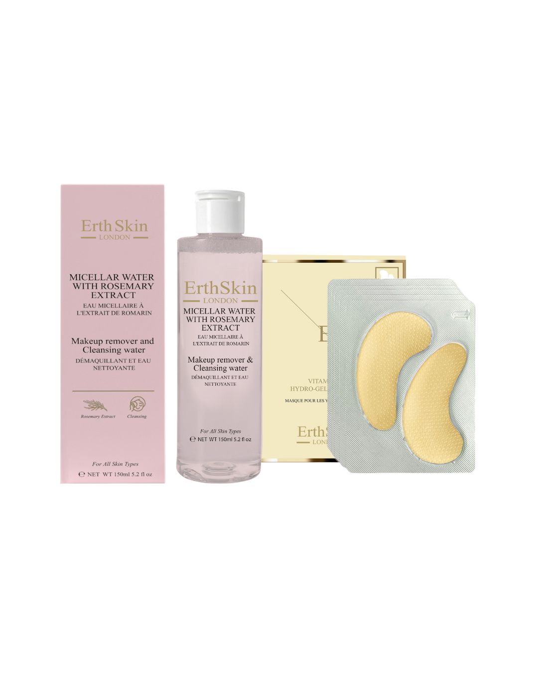 Erth Skin London Vitamin C Hydrogel Eye Pads x 5 + Micellar Water Extract 150ml image 2