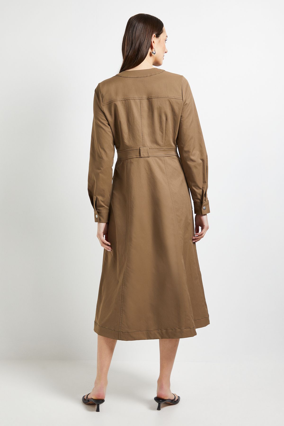 Principles Utility Pocket Collarless Shirt Dress Mocha image 3