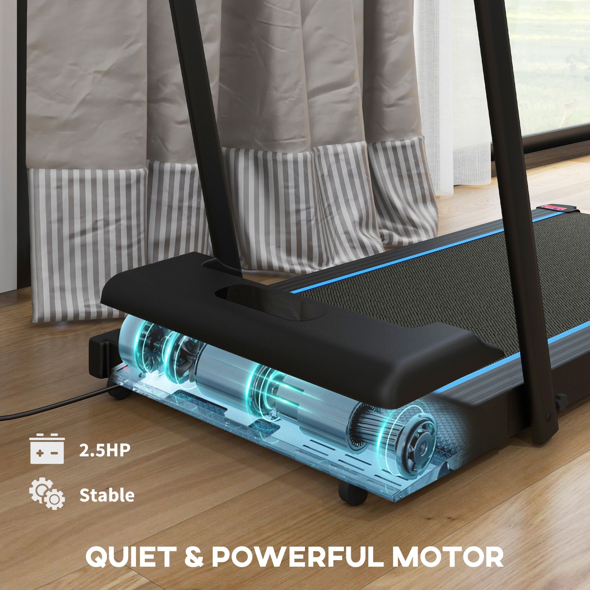 SPORTNOW 2.5HP Folding Treadmill with Remote Control and LED Display, No Assembly image 4
