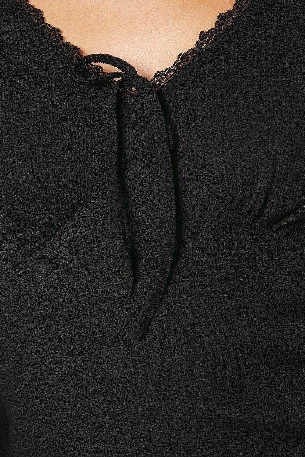 Dorothy Perkins Black Lace Trim Empire Top Black image 5