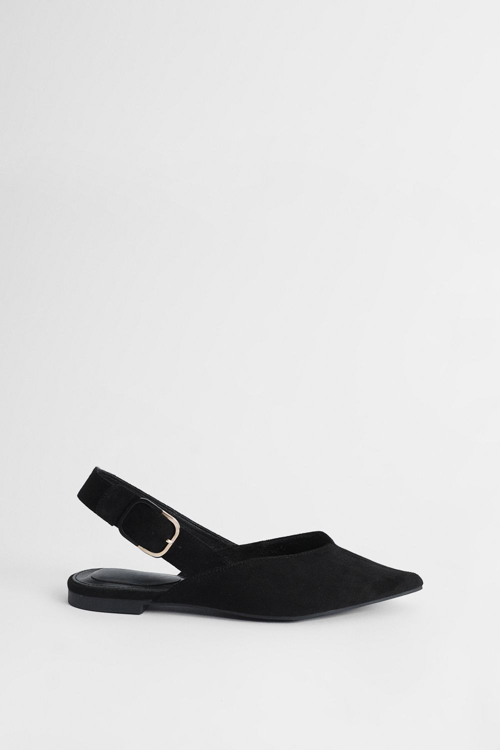 Oasis Sandy Faux Suede Pointed Slingback Buckle Flat Shoes Natural Black